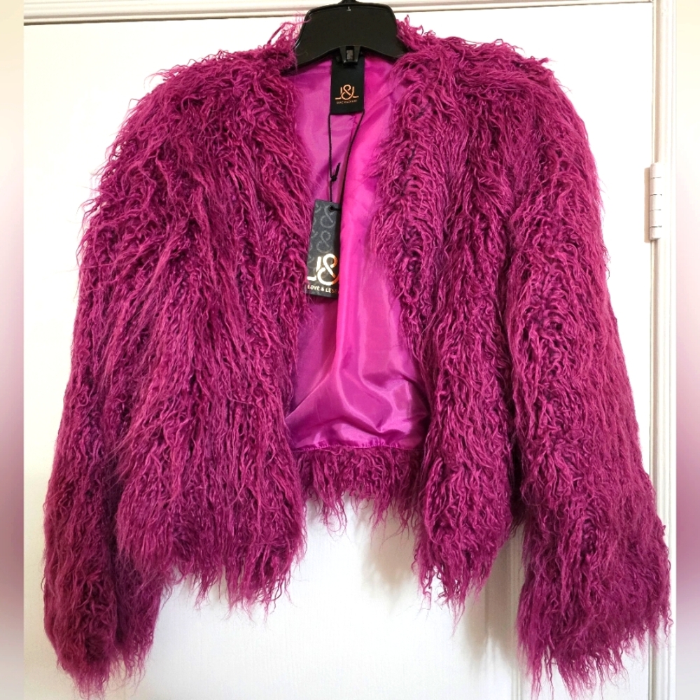 New! Beautiful Faux Shag Love & Legend Jacket 1X